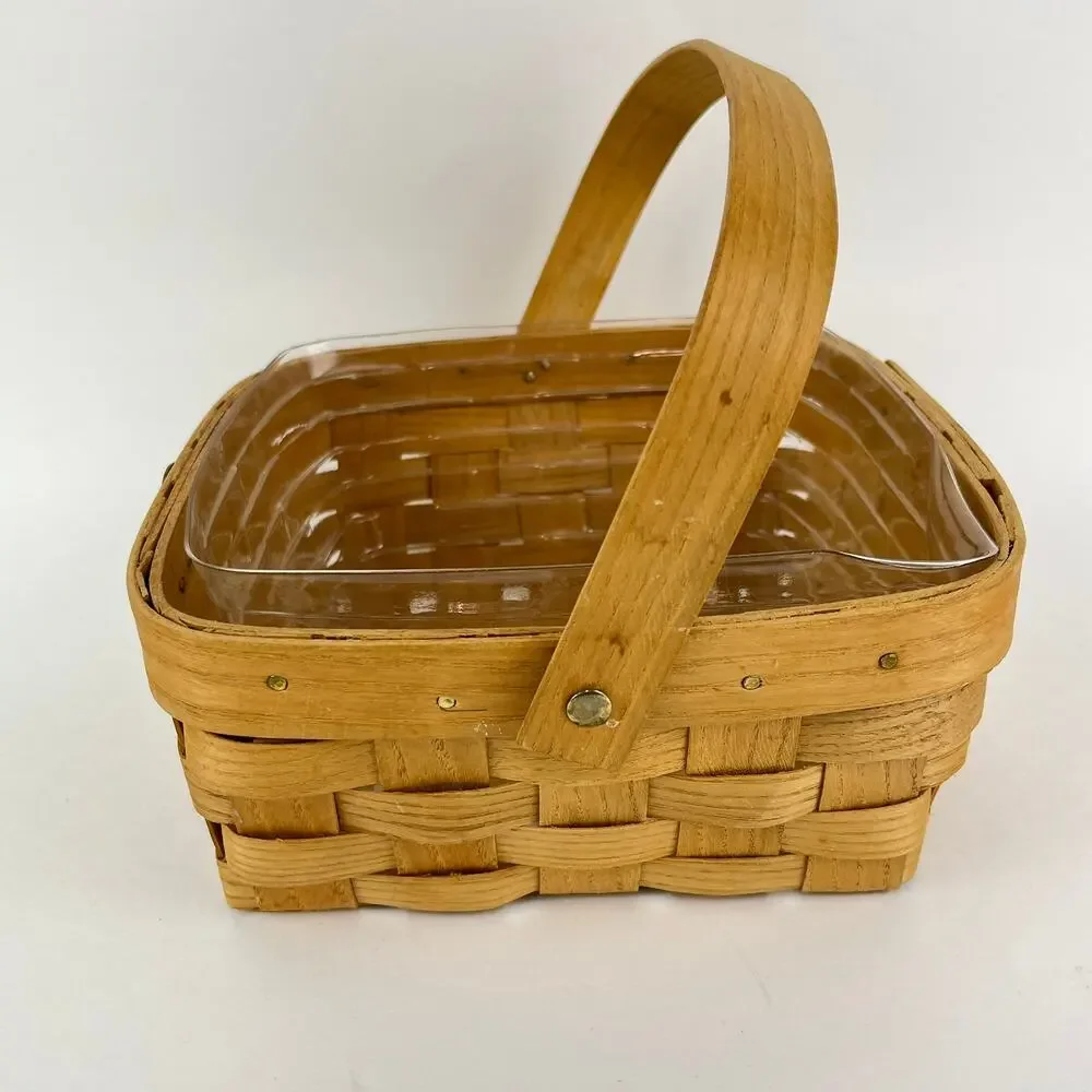 Peterboro Basket Co Napkin Basket with Stiff Swing Handle and Liner